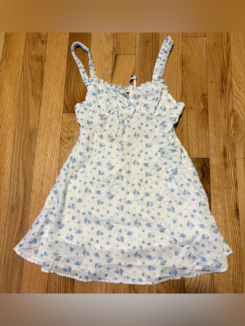 SHEIN White Dress with Light Blue Floral Print